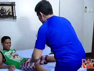 Mature gets seduced by Asian twink Marcon in kitchen