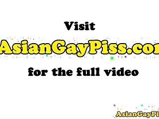 Asian twinks in group tugging on cock